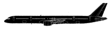 Silhouette image of generic B753 model; specific model in this crash may look slightly different