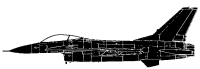 Silhouette image of generic F16 model; specific model in this crash may look slightly different