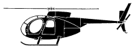 Silhouette image of generic H500 model; specific model in this crash may look slightly different